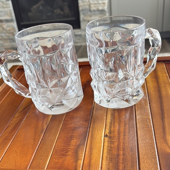 Tiffany & Co Rock Cut White Crystal Drinkware Beer Mugs with Geometric Design